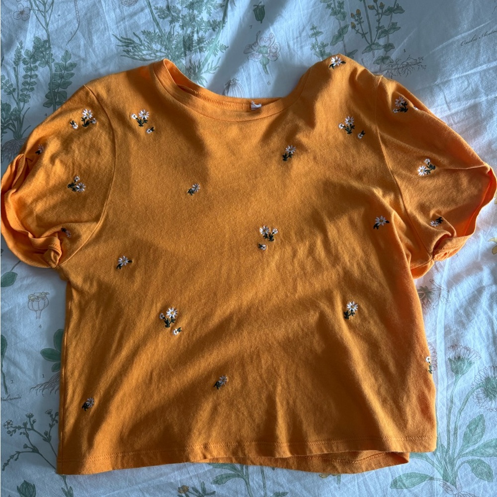 Essentials Orange Floral Crop Top - S